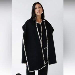 Oak & Fort Contrast Trim Jacket with Scarf